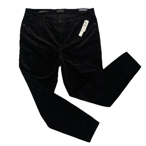 Talbots Size 12 Black Corduroy High Waist SKinny Leg Ankle Length Jeggings - Picture 1 of 7